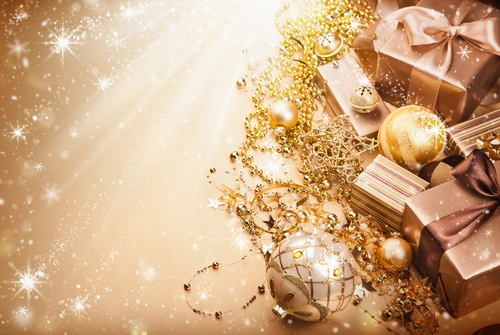 подарки, мишура, шар, новый год, праздник, коричневые, шоколадные